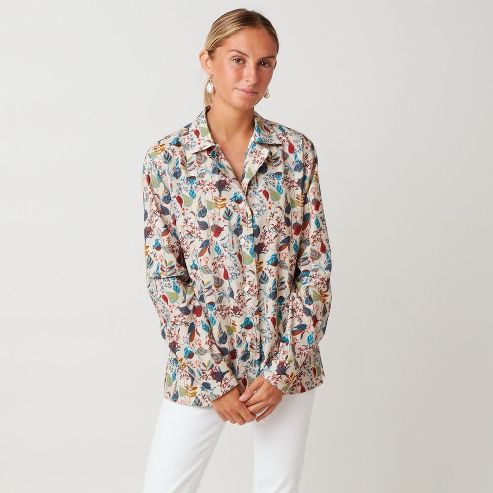 Sara Roka Savoia Fine corduroy Long Sleeve Cotton Top Size 44/US 8
